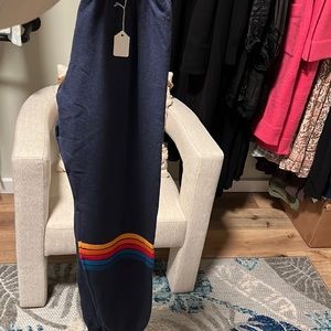 Aviator Nation Navy 5 stripe unisex w pockets sweatpant